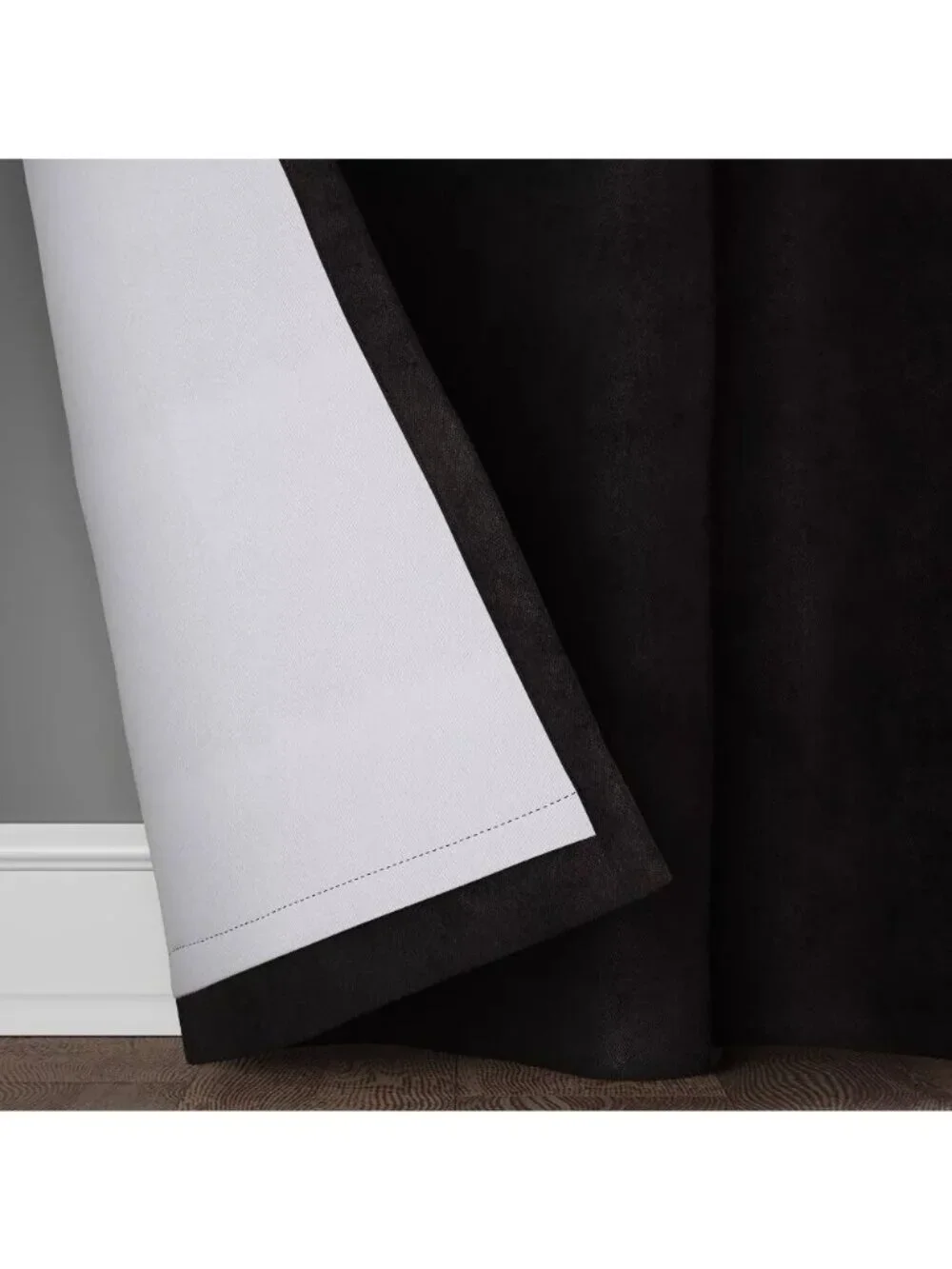 Threshold Black Soft Chenille Single Blackout & Lined Curtain Panel 50